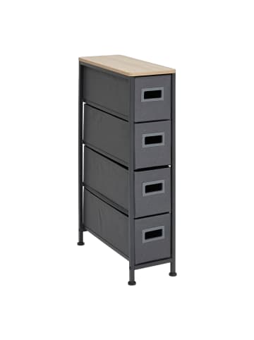 5five Simply Smart Badregal mit 4 Textilschubladen in Anthrazitfarben, (B) 20 x (H) 75 x (L) 48 cm