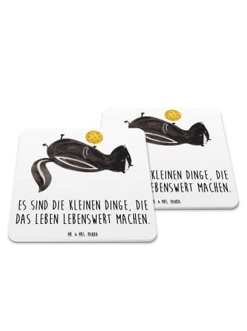 Mr. & Mrs. Panda Untersetzer für Gläser Stinktier Ball mit Spruch in Weiß