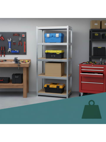 relaxdays 2 x Schwerlastregal in Silber - (B)60 x (H)180 x (T)30 cm