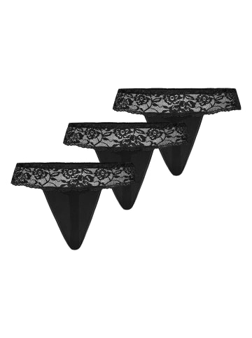 Teyli 3er Pack: Damen Tanga mit floraler Spitze Comfo in schwarz