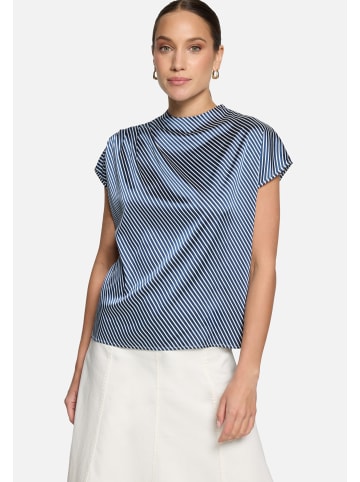 Zero  Satin-Bluse mit Kragen in Dark Blue/White