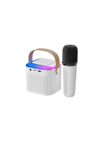 COFI 1453 Y1 Bluetooth Lautsprecher LED Karaoke Anlage mit Mikrofon 6W in Weiß