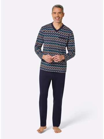 WITT WEIDEN Schlafanzüge in marine-bedruckt + camel-bedruckt