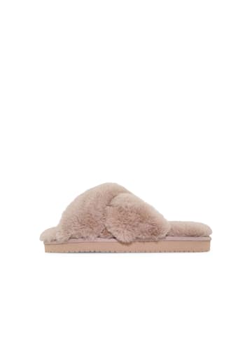 Flip Flop Hausschuh "cross*fur 2" in hellbraun