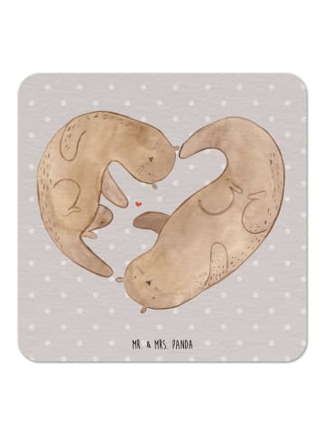 Mr. & Mrs. Panda Bierfilzl Otter Herz ohne Spruch in Grau Pastell
