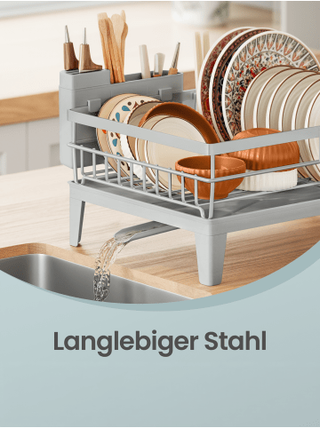 SONGMICS Geschirrständer Patalla in Grau - (B)42 x (H)18.5 x (T)31 cm