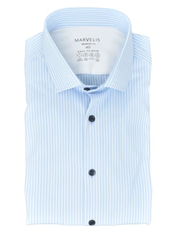 MARVELIS Modern Fit Easy To Wear Hemd in Hellblau/Weiß