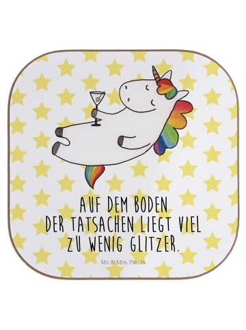 Mr. & Mrs. Panda Untersetzer Einhorn Cocktail mit Spruch in Weiß