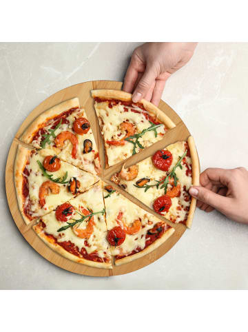 relaxdays 8 x Pizzabrett in Natur - Ø 33 cm