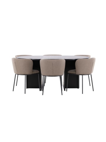 ebuy24 Essgruppe Strada (6-teilig) Schwarz 120 x 120 cm