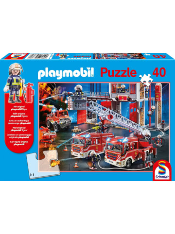 Schmidt Spiele Feuerwehr, 40 Teile, mit Add-on (Original Figur) | Kinderpuzzle Playmobil mit...