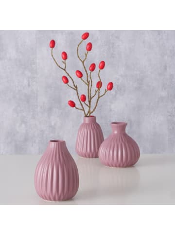 Boltze Vase Esko 3er-Set in dunkelrosa