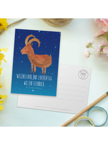 Mr. & Mrs. Panda Wanddeko Sternzeichen Steinbock mit Spruch in Sternenhimmel Blau