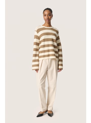 Soaked in Luxury Strickpullover SLLidya Lockere Passform in Elm & White Stripe