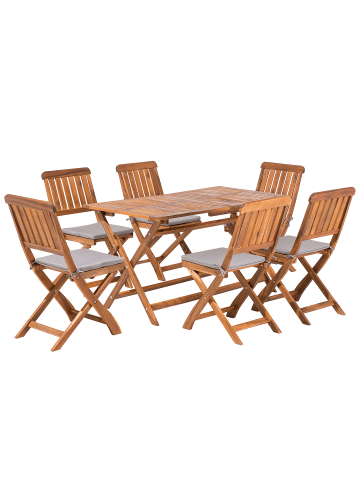 Beliani 7-tlg Gartentisch Set CENTO in Braun/Grau
