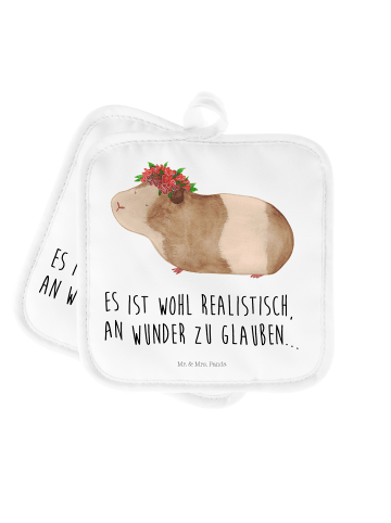 Mr. & Mrs. Panda Topflappen Meerschweinchen Weisheit mit Spruch in Weiß