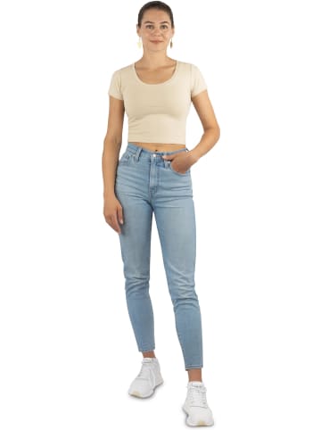 Janice 2 x Damen crop T-Shirt Nantes in Beige