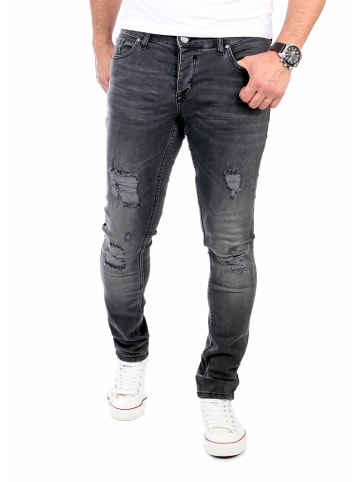 RESLAD Jeans Destroyed Stretch Denim in schwarz