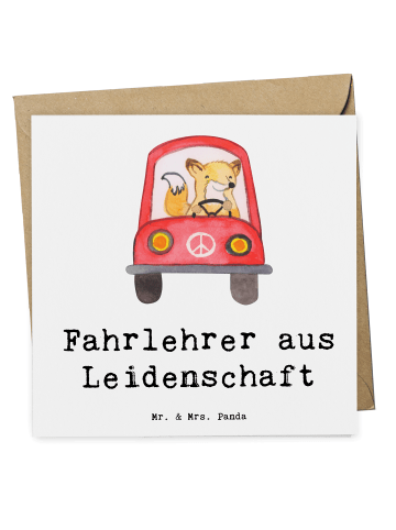Mr. & Mrs. Panda Einladungskarte Fahrlehrer Leidenschaft mit Spruch in Weiß