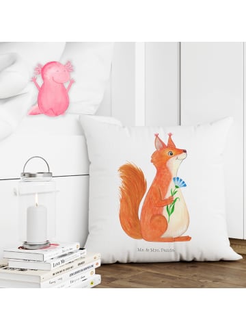 Mr. & Mrs. Panda Kissen 40x40 Eichhörnchen Blume ohne Spruch in Weiß