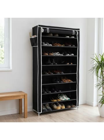 relaxdays 3x Stoff-Schuhschrank in Schwarz - (B)88 x (H)161 x (T)30 cm