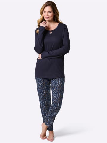 WITT WEIDEN Schlafanzug in marine-champagner-bedruckt