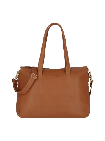 Plevier Edge Aktentasche RFID Schutz Leder 40 cm Laptopfach in cognac