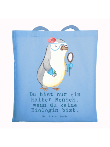 Mr. & Mrs. Panda Tragetasche Biologin Herz mit Spruch in Sky Blue