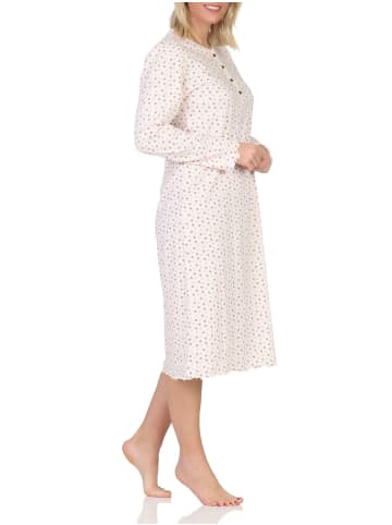 NORMANN Langarm Nachthemd klassische Design Knopfleiste am Hals - 87437 in creme