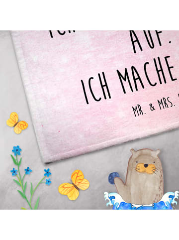 Mr. & Mrs. Panda Handtuch Flamingo Yoga mit Spruch in Aquarell Pink