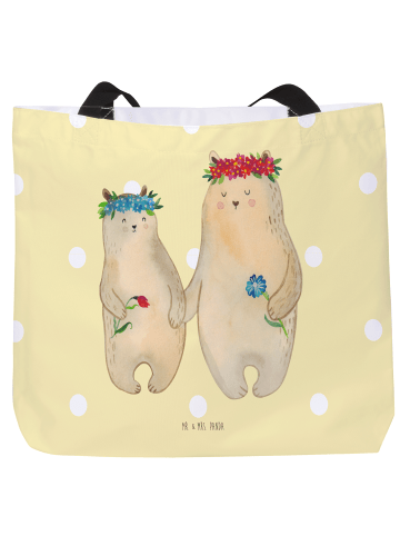 Mr. & Mrs. Panda Shopper Bären mit Blumenkranz ohne Spruch in Gelb Pastell