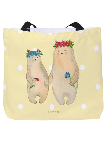 Mr. & Mrs. Panda Tasche Bären mit Blumenkranz ohne Spruch in Gelb Pastell