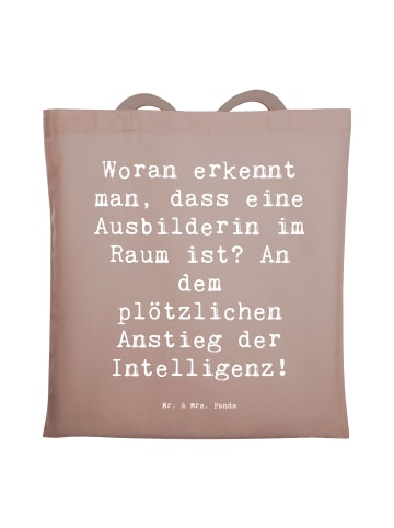 Mr. & Mrs. Panda Tragetasche Spruch Ausbilderin Intelligenz mit ... in Braun Pastell