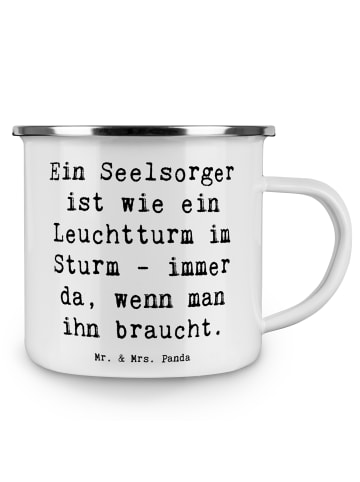 Mr. & Mrs. Panda Becher Spruch Seelsorger Leuchtturm mit Spruch in Weiß