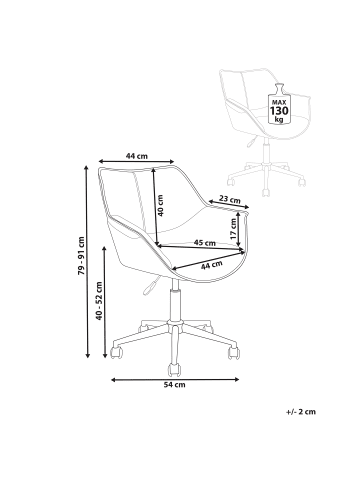 Beliani Bürostuhl NEWDALE in Braun - (W) 62 x (H) 79 x (L) 62 cm
