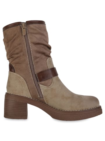 VAN HILL Biker Boots Amanda in Khaki