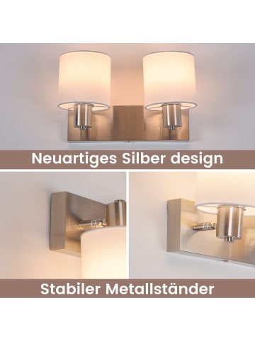 ZMH Deckenleuchte in silber 2-flammige E14 Vintage mit Stoffschirm