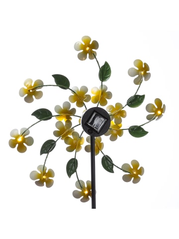 MARELIDA LED Solar Windrad Blume in gelb - H: 100cm