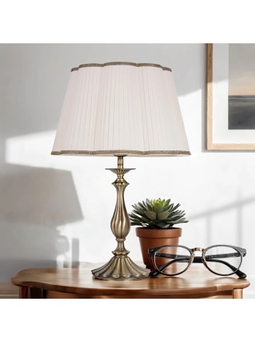 Licht-Erlebnisse Tischlampe (B)40 x (L)40 x (H)57 cm in Bronze hell glänzend WeißBronze hell glänzend Weiß