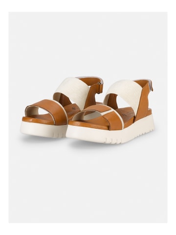 Felmini Wide Fit Sandalen in Braun/Weiß