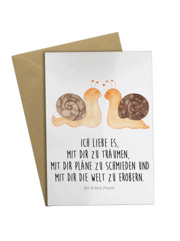 Mr. & Mrs. Panda Glückwunschkarte Schnecken Liebe mit Spruch in Weiß
