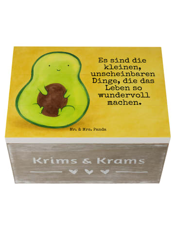 Mr. & Mrs. Panda Holzkiste Avocado Kern Design mit Spruch in Weiß