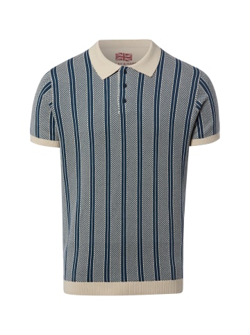 Finshley & Harding London Strick-Poloshirt Randy in indigo beige - 0001