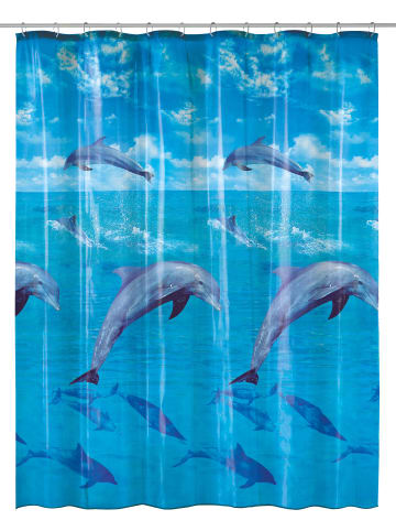Kleine Wolke Duschvorhang Dolphin in blau