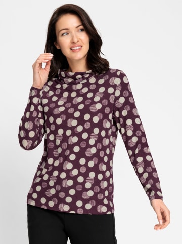 WITT WEIDEN Rollkragenshirt in burgund-champagner-bedruckt