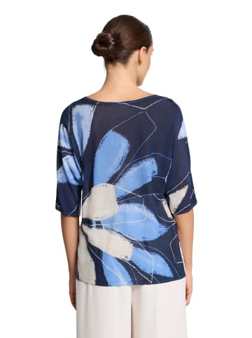 BETTY & CO Feinstrickpullover mit Print in Dunkelblau/Blau