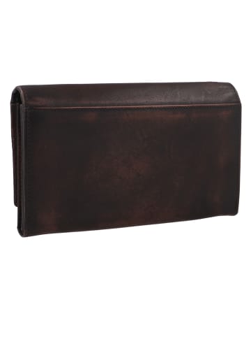 Greenburry Destressed Geldbörse RFID Schutz Leder 13 cm in teak brown