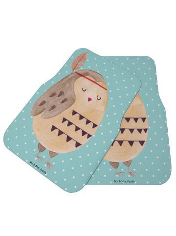 Mr. & Mrs. Panda Fußmatte Auto Eule Federschmuck ohne Spruch in Türkis Pastell