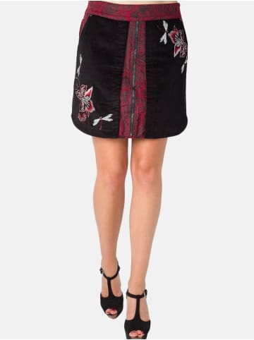 KOROSHI Bestickter Rock aus Mikrocord in rot