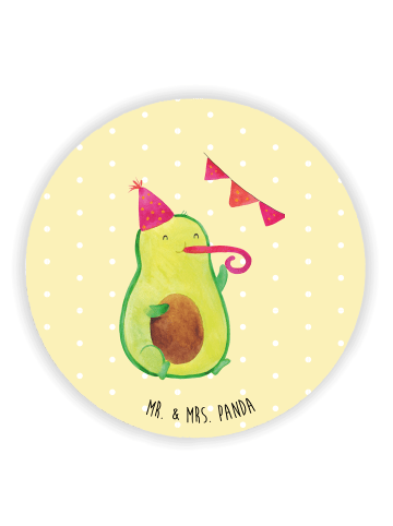 Mr. & Mrs. Panda Rund Magnet Avocado Party ohne Spruch in Gelb Pastell